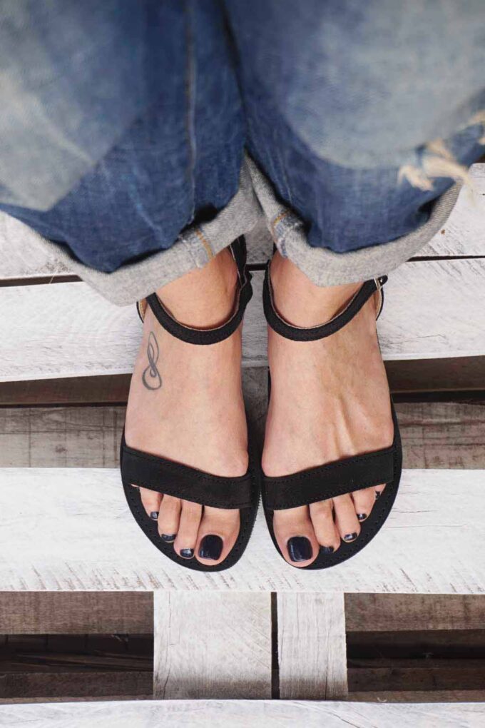 FUNKY CASUAL black genuine leather sandals