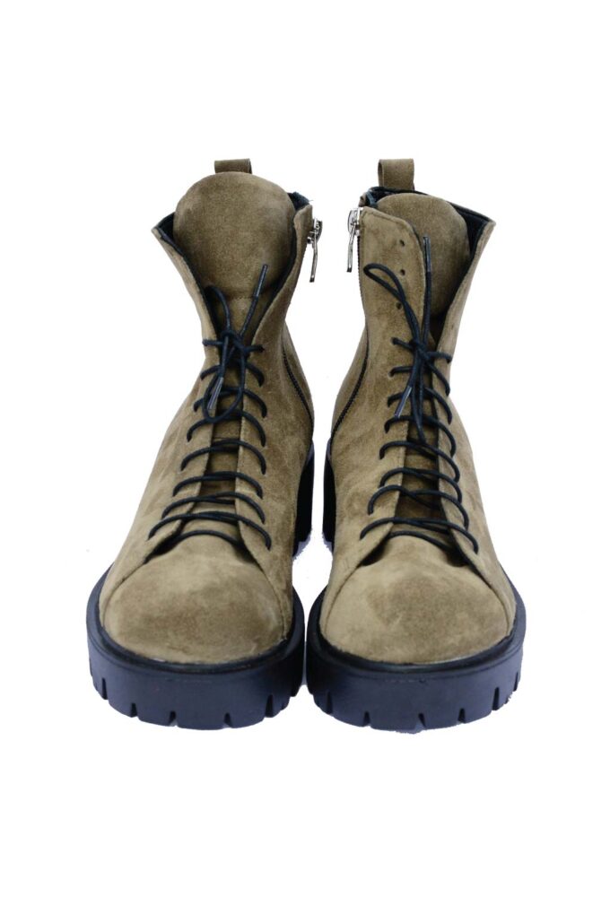 Women's boots with laces and zipper FUNKY DAYS, khaki